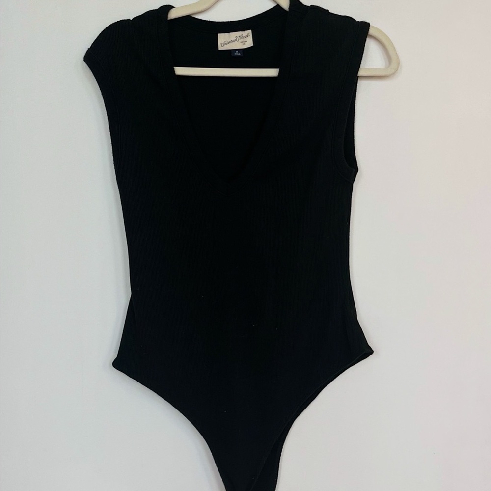 Black Sleeveless Bodysuit with High-Cut Leg